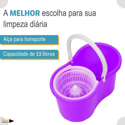 Imagem de Mop Esfregão Com Balde Profissional Doméstico 360 Graus Centrifugação Limpeza Profunda