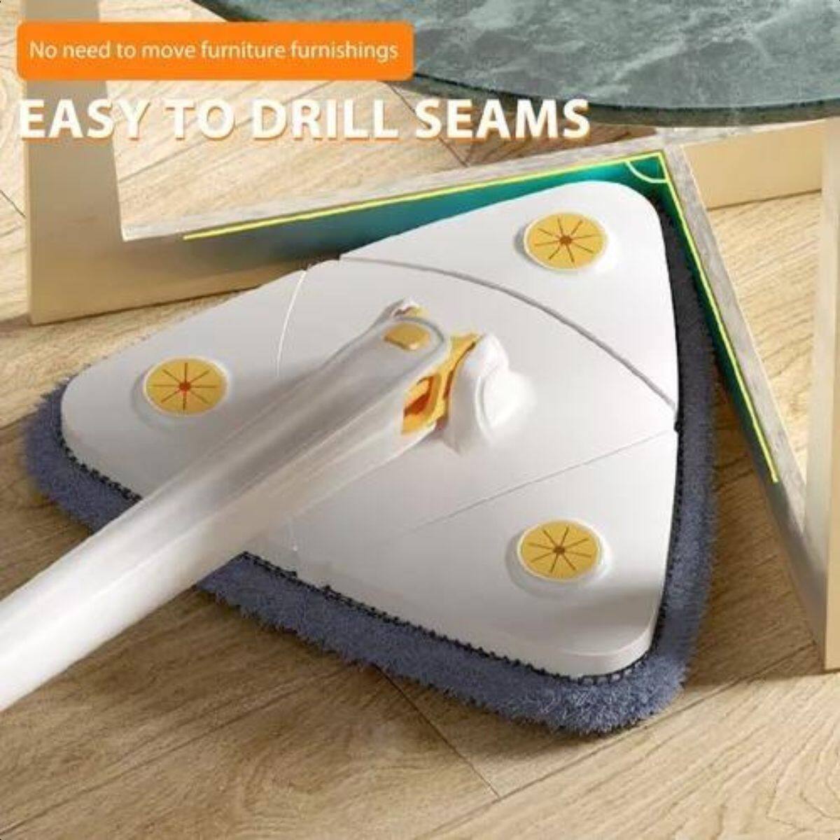 Imagem de Mop Esfregão De Limpeza Triangular Giratório Ajustável 360 Cor:Branco