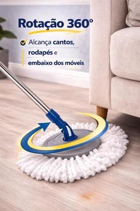 Imagem de Mop Esfregão Giratório Com Alça, Cesto E Rodinhas 13 Litros
