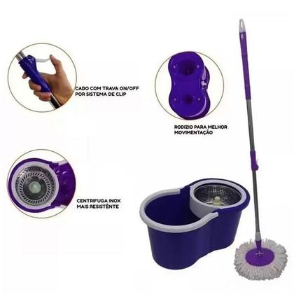 Imagem de Mop Esfregão Giratório de Limpeza Inox com Refil