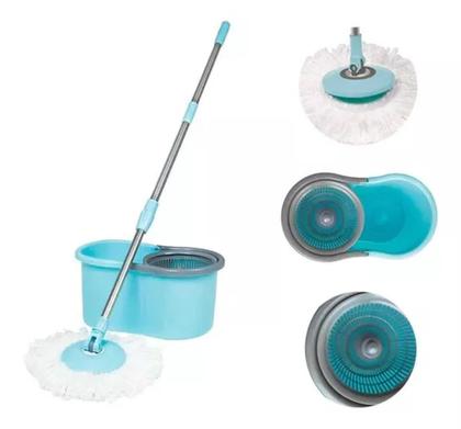 Imagem de MOP Esfregão Vassoura Pano Rodo Giratório Mor Limpeza Prática Azul