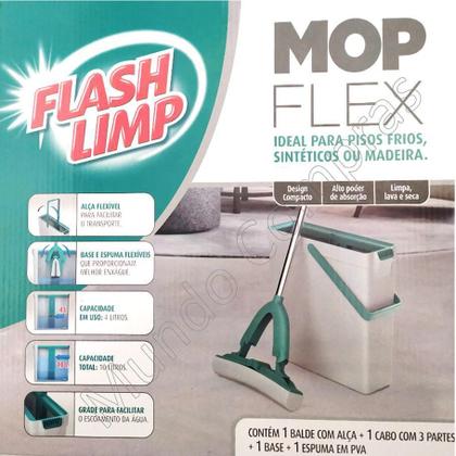 Imagem de Mop  Flash Limp Rodo Mágico Flex Com Balde 10 Litros