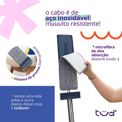 Imagem de Mop flat prensa com esfregão de microfibra limpeza lava e seca - Tud