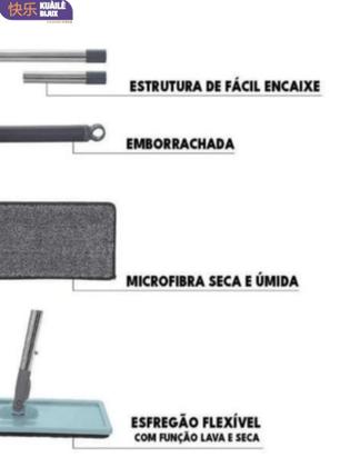 Imagem de Mop Flat Rodo e Balde Esfregão Limpeza com Refil Extra - 123 Útil