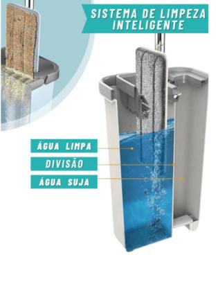 Imagem de Mop Flat Rodo e Balde Esfregão Limpeza com Refil Extra - 123 Útil