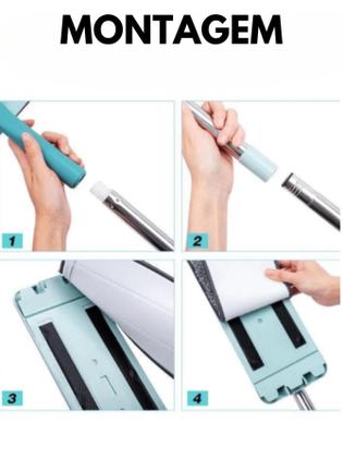 Imagem de Mop Flat Rodo e Balde Esfregão Limpeza com Refil Extra - 123 Útil