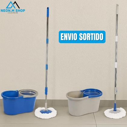Imagem de Mop Giratório 360 Balde Duplo E Centrífugo Rodo Microfibra Absorvente Limpeza Piso Mágico