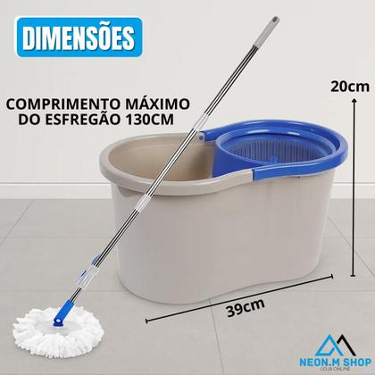 Imagem de Mop Giratório 360 Balde Duplo E Centrífugo Rodo Microfibra Absorvente Limpeza Piso Mágico