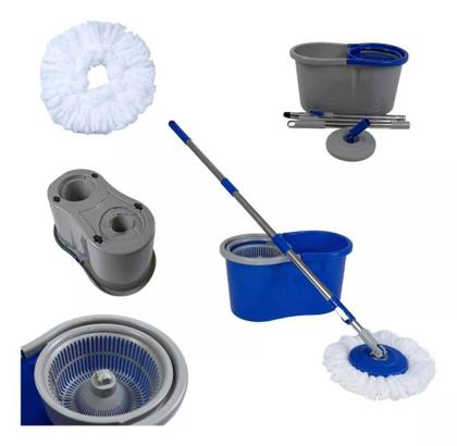 Imagem de Mop Giratório 360 Esfregão Mágico Cabo Aço Inox Retrátil Balde Spin Centrifuga 12 Litros - RelobraZ