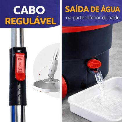 Imagem de Mop Giratório 360 Inox 13L Com Rodas Cesto Centrífuga