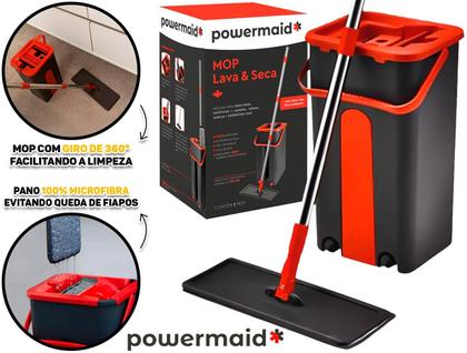 Imagem de Mop Giratório Cabo Extensível Esfregão Lava Seca Balde Rodo Limpeza De Pisos Vidros Janelas Multiuso