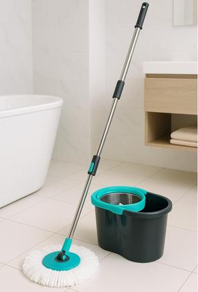 Imagem de Mop Giratório Com Balde 8L Centrifuga Inox Esfregão Mágico