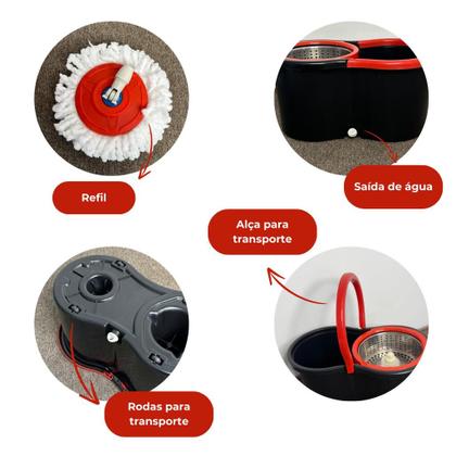 Imagem de Mop Giratório Com Balde Centrífuga Cesto Em Inox 13l e Refil