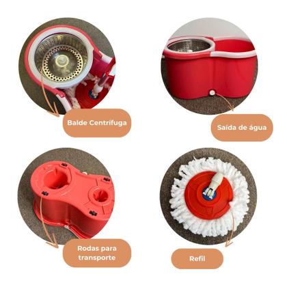 Imagem de Mop Giratório Com Balde Centrífuga Cesto Em Inox 13l e Refil