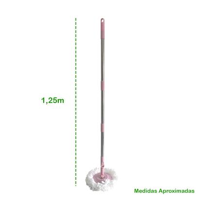 Imagem de Mop Giratório Com Balde E Refil Microfibra Inox 9 Litros Com Alça Limpeza Casa