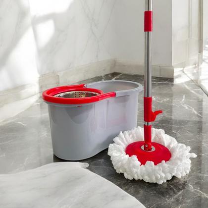 Imagem de Mop Giratório Com Balde E Refil Microfibra Inox 9 Litros Com Alça Limpeza Casa