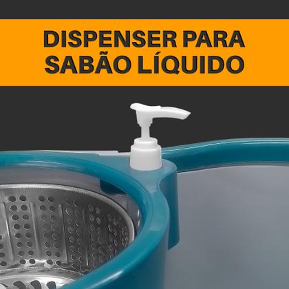 Imagem de Mop Giratorio Com Cesto Em Inox Azul C/2 Refil - Dolce Home