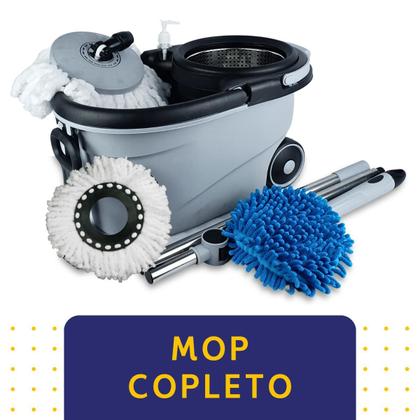 Imagem de Mop Giratório Com Cesto Em Inox Cinza - Cabo 150cm - Completo - Nybc