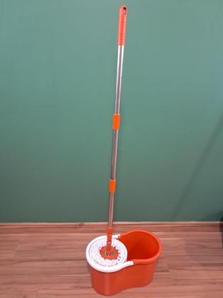 Imagem de Mop Giratório com Cesto Inox Esfregão Multiuso Refil Microfibra Lava Limpa e Seca Balde de 10 Litros sem Rodinhas para Limpeza Pesada