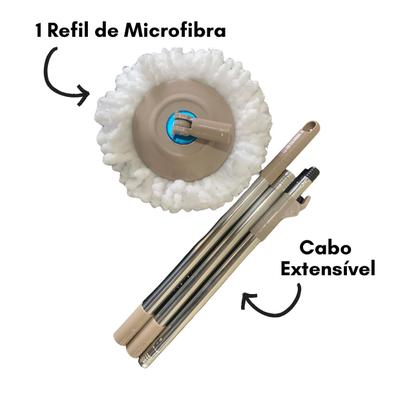 Imagem de Mop Giratório com Cesto Inox Esfregão Multiuso Refil Microfibra Lava Limpa e Seca Balde de 10 Litros sem Rodinhas para Limpeza Pesada