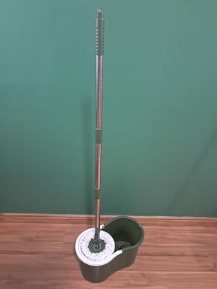 Imagem de Mop Giratório com Cesto Inox Esfregão Multiuso Refil Microfibra Lava Limpa e Seca Balde de 10 Litros sem Rodinhas para Limpeza Pesada