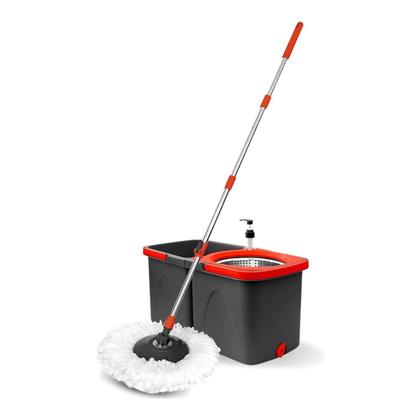 Imagem de MOP Giratório Duo C/ Balde Esponja Rodo Magico Piso Frio Sintético Madeira Seca e Limpa Multiuso Esfregão Vassoura