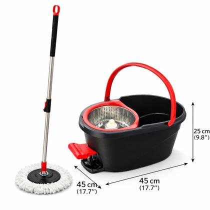 Imagem de Mop Giratório Duplo 13L Cesto Inox Pedal Com Cabo Regulável