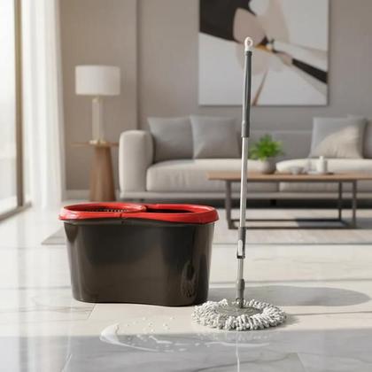 Imagem de Mop Giratório Inox 13 Litros Com Pedal 360 Kit Limpeza Profissional