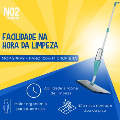 Imagem de Mop Giratório Microfibra Reutilizável Spray Mágico No2Problems Reservatório De Água Limpeza Eficiente Resistente Praticidade