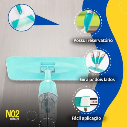 Imagem de Mop Giratório Microfibra Reutilizável Spray Mágico No2Problems Reservatório De Água Limpeza Eficiente Resistente Praticidade