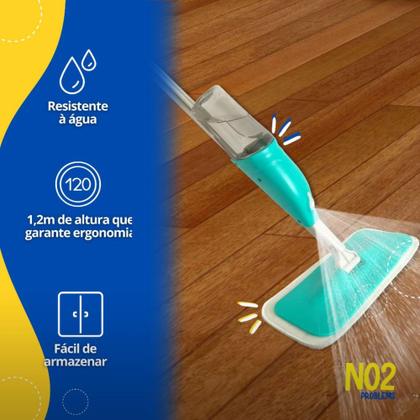 Imagem de Mop Giratório Microfibra Reutilizável Spray Mágico No2Problems Reservatório De Água Limpeza Eficiente Resistente Praticidade