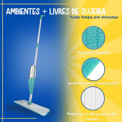 Imagem de Mop Giratório Microfibra Reutilizável Spray Mágico No2Problems Reservatório De Água Limpeza Eficiente Resistente Praticidade