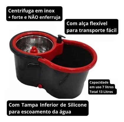 Imagem de  Mop Giratorio Pro Rodo Magico Esfregão Balde Centrifugador