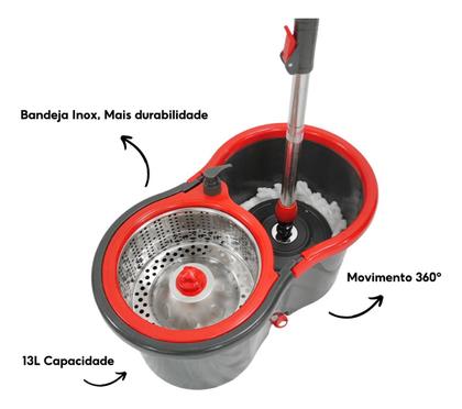 Imagem de  Mop Giratorio Pro Rodo Magico Esfregão Balde Centrifugador