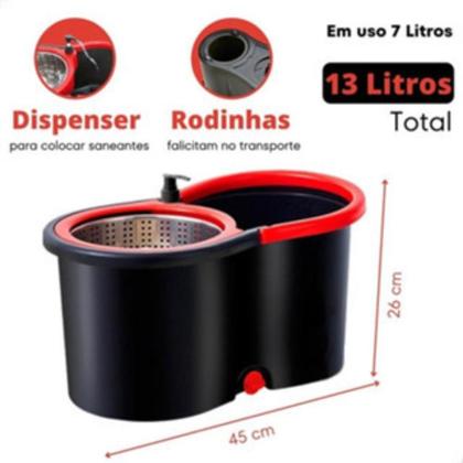 Imagem de  Mop Giratorio Pro Rodo Magico Esfregão Balde Centrifugador