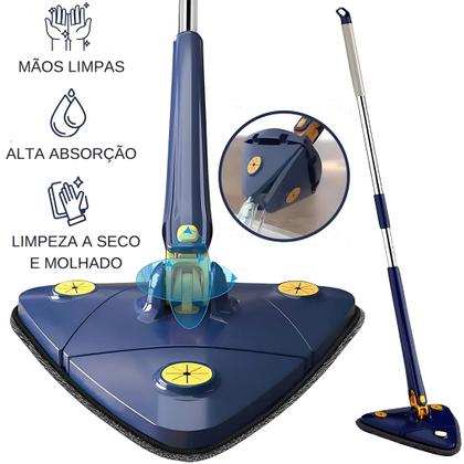 Imagem de Mop Giratório Triangular Lava e Seca com Cabo Ajustável e 2 Refis Microfibra