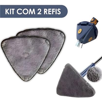 Imagem de Mop Giratório Triangular Lava e Seca com Cabo Ajustável e 2 Refis Microfibra