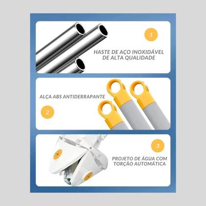 Imagem de Mop Giratório Triângulo Com 2 Refil Limpeza