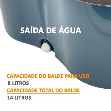 Imagem de Mop INMA Esfreguette Giratório Com Rodas 14L 360 Cesto Inox 3 em 1 Para Limpeza Esfregão Limpa Chão Balde Centrifuga + 3 Refis