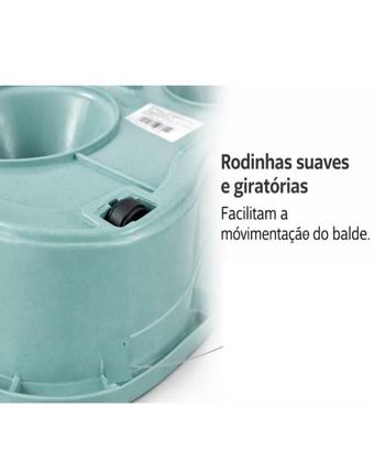 Imagem de Mop inox balde duplo com rodinha esfregao 360 giratorio cesto profissional grande 12 litros rodo vassoura 2 em 1 limpa s