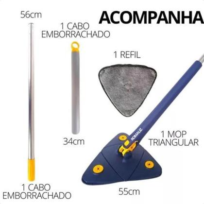 Imagem de Mop Limpeza 360 Triangular Giratório Ajustável, Lava E Seca,