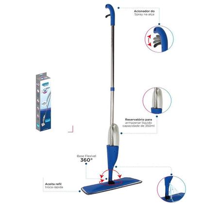 Imagem de Mop Limpeza de Pisos Clean Tech - 1,29m - ul/Cinza