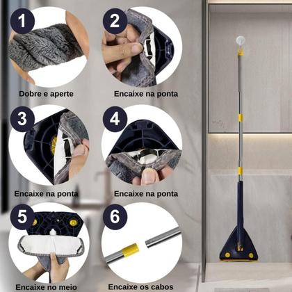 Imagem de Mop Limpeza Pesada Triângulo Ajustável Giratório 360