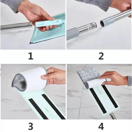 Imagem de Mop Rodo Com Balde Esfregão Flat Lava E Seca De Microfibra Multiuso limpeza