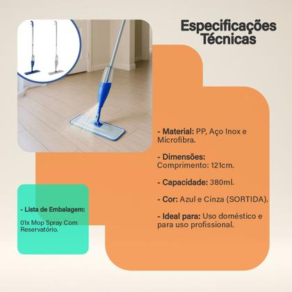 Imagem de Mop Rodo Esfregão Inox Spray com Reservatório Limpador Mágico Jato de Água Microfibra Multiuso Limpeza Prática Lava Piso
