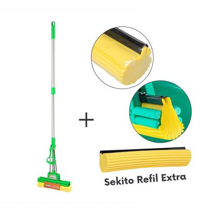 Imagem de Mop Rodo Esponja Absorvente Com Cabo Extensor + Refil Extra