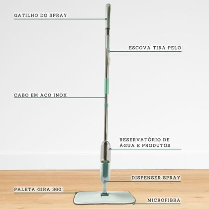 Imagem de Mop Spray 2 em 1 Esfregão + 2 Refil Microfibra Rodo Magico Com Reservatório