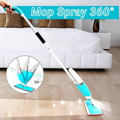 Imagem de Mop Spray com reservatório Rodo Giratório Esfregão 360º Limpa Seca Piso