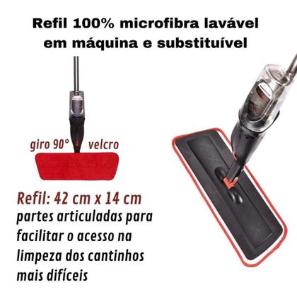 Imagem de Mop Spray Giratório Limpeza Vassoura Flash Mágico Rodo Esfregão Flat Refil Lavável Borrifa Limpa