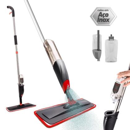 Imagem de Mop Spray Giratório Limpeza Vassoura Flash Mágico Rodo Esfregão Flat Refil Lavável Borrifa Limpa